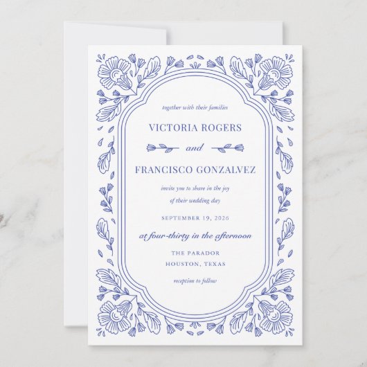  Romance Bloemenbruiloft Kaart (Voorkant)