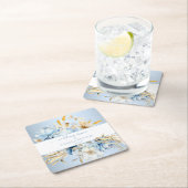 Romance Blue Floral Gold Wedding Shower Kartonnen Onderzetters (Insitu)