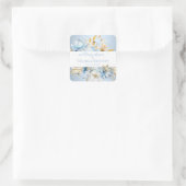 Romance Blue Floral Gold Wedding Shower Vierkante Sticker (Tas)