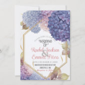 Romance Blue Hydrangea Blooms Wedding Gold Lijst Kaart (Voorkant)