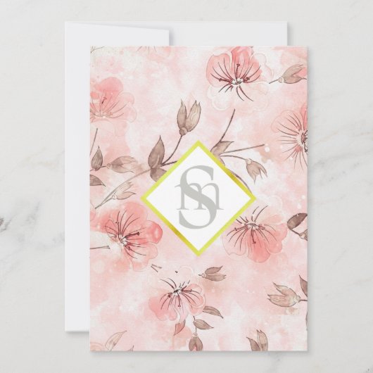 * ~ Romance Blush AR26 Flower LOVE QR RSVP Wedding Kaart (Voorkant)