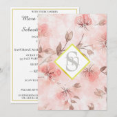 * ~ Romance Blush AR26 Flower LOVE QR RSVP Wedding Kaart (Voorkant / Achterkant)