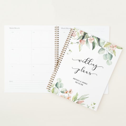Romance Blush Elegant Floral Greenery Wedding Planner (Display)