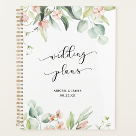 Romance Blush Elegant Floral Greenery Wedding Planner