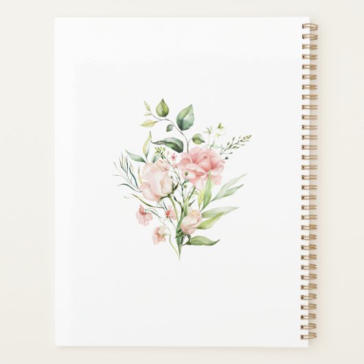 Romance Blush Elegant Floral Greenery Wedding Planner (Achterkant)