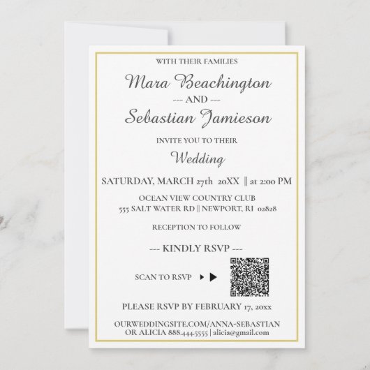 * ~ Romance Blush FLOVE AR26 QR RSVP Wedding Kaart (Achterkant)