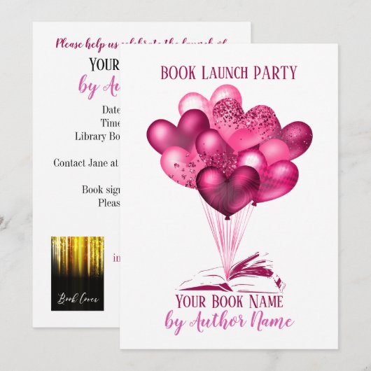 Romance Book Launch Party Kaart (Voorkant / Achterkant)
