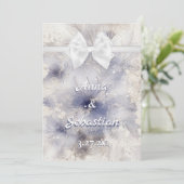 *~ Romance Bow AR26 Flower QR RSVP Wedding Kaart (Staand voorkant)