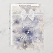 *~ Romance Bow AR26 Flower QR RSVP Wedding Kaart (Voorkant / Achterkant)