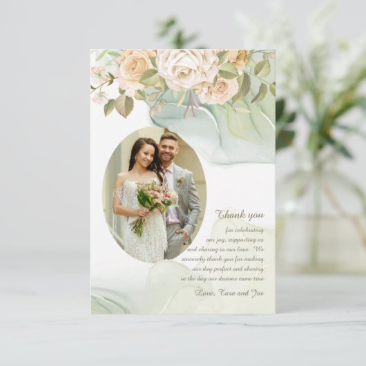 Romance bruiloft Hartelijk dank Bedankkaart (Staand voorkant)