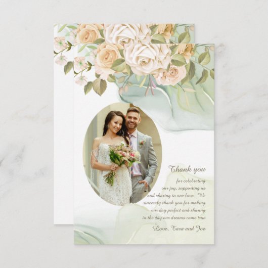 Romance bruiloft Hartelijk dank Bedankkaart (Voorkant / Achterkant)