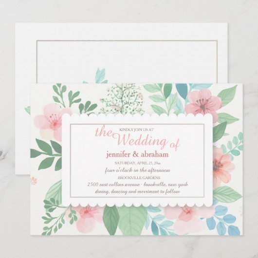 Romance bruiloft uitnodigingen (Voorkant / Achterkant)