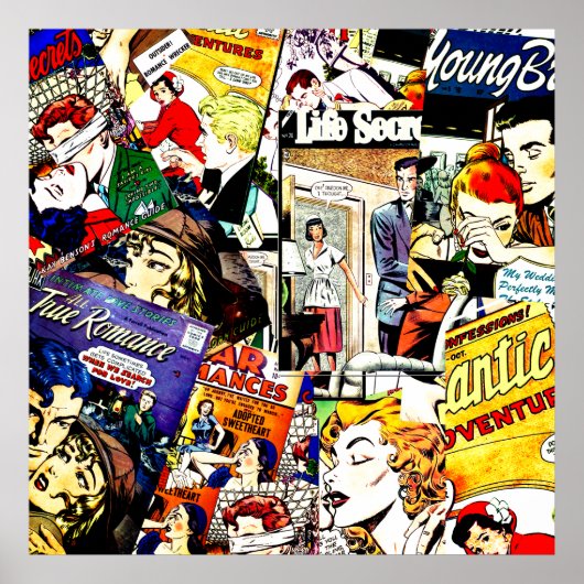  Romance Comic Book Hoesje Collage Poster (Voorkant)