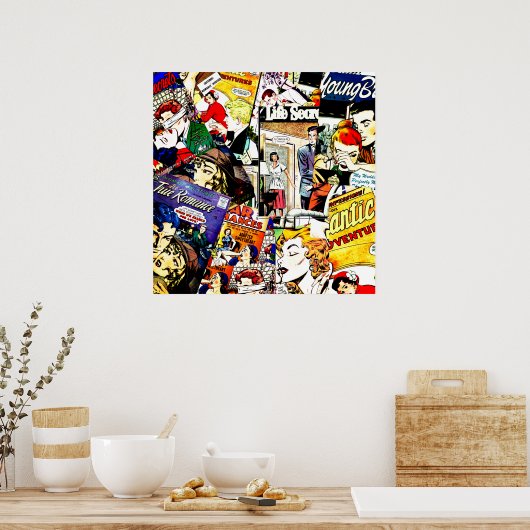 Romance Comic Book Hoesje Collage Poster (Keuken)