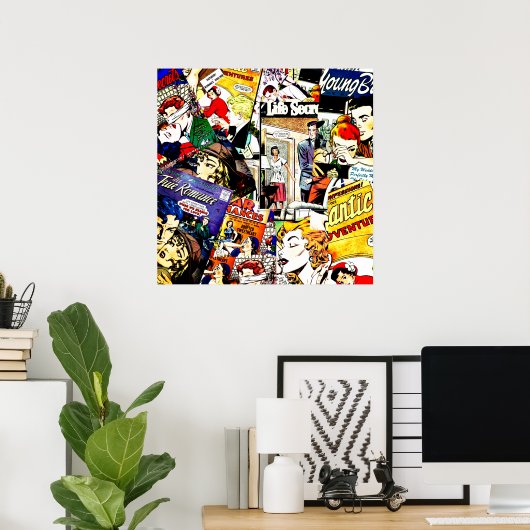 Romance Comic Book Hoesje Collage Poster (Thuiskantoor)