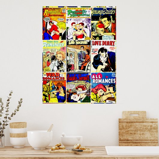 Romance Comic Book Hoesje Collage Poster (Keuken)