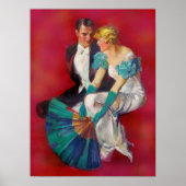  Romance Couple in Evening Dress met Fan Poster (Voorkant)