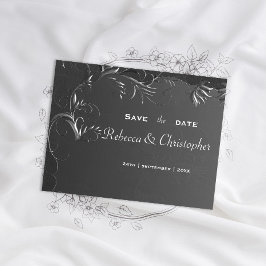  Romance donkerzilveren bruiloft Aankondigingskaart