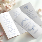  Romance Dusty Blue Wedding Trifold Programma