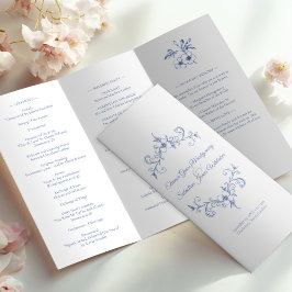 Romance Dusty Blue Wedding Trifold Programma