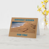 ROMANCE EN HET STRAND MET HART VOOR UW VERJAARDAG KAART (Gele Bloem)