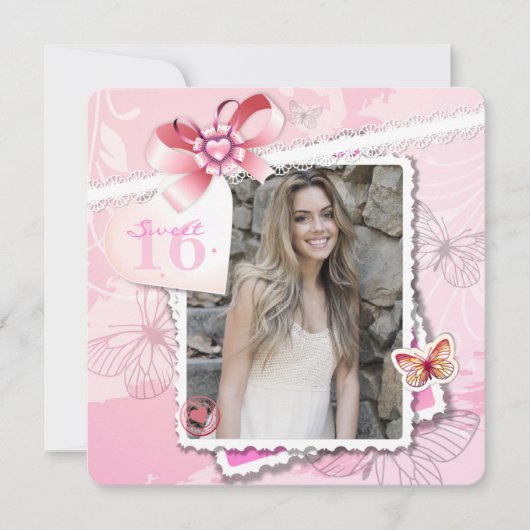 Romance en Vlinders Fotouitnodiging Kaart (Voorkant)