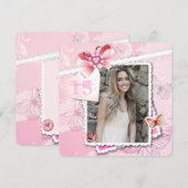 Romance en Vlinders Fotouitnodiging Kaart (Voorkant / Achterkant)