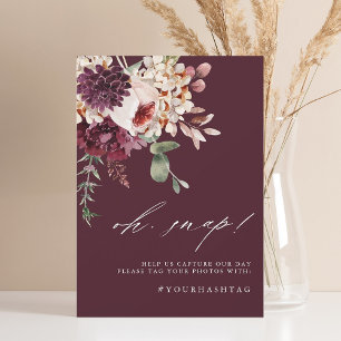 Romance Floral Burgundy Oh Snap Sign Kaart
