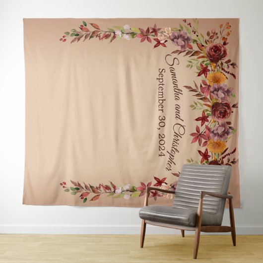 Romance Floral herfst bruiloft fotocabine achtergr Wandkleed (In Situ (horizontaal))