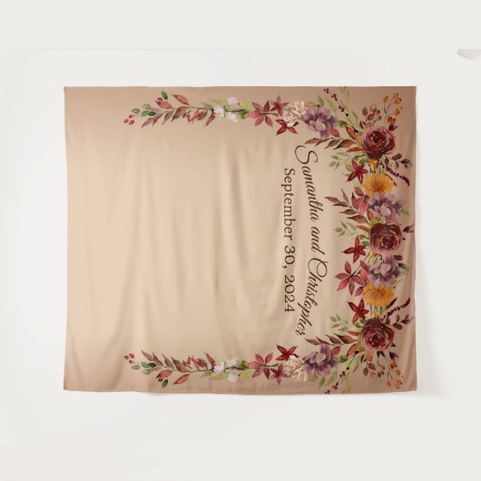 Romance Floral herfst bruiloft fotocabine achtergr Wandkleed (Voorkant (horizontaal))