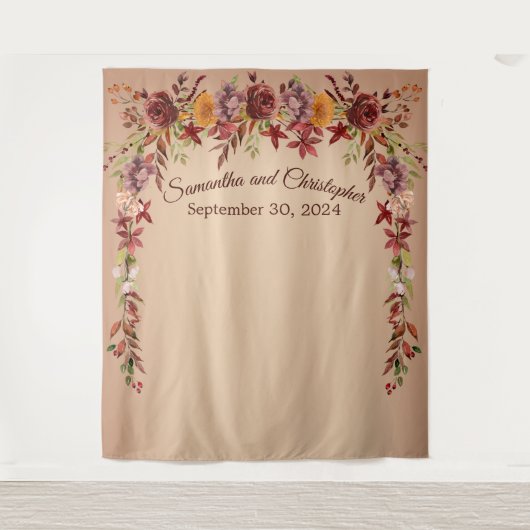 Romance Floral herfst bruiloft fotocabine achtergr Wandkleed (Voorkant)