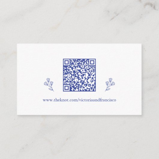  Romance Floral QR Code Enclosure Kaart (Achterkant)