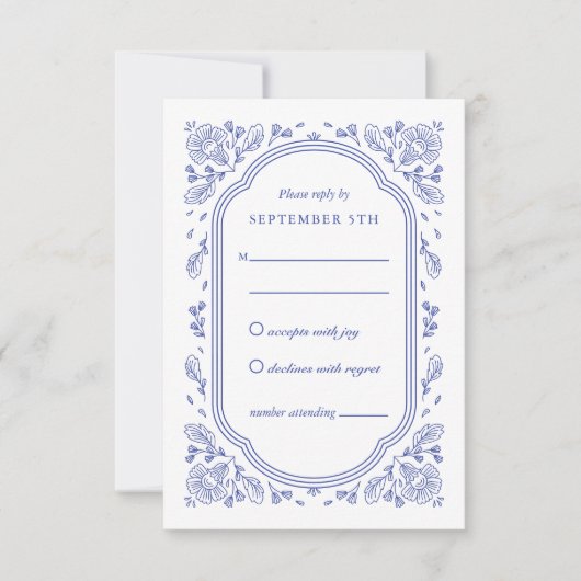  Romance Floral RSVP-kaart RSVP Kaartje (Voorkant)