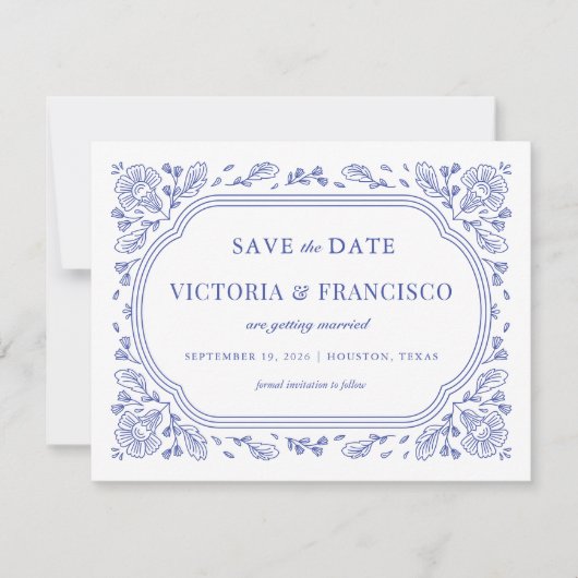  Romance Floral Save the Date Kaart (Voorkant)