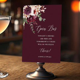Romance Floral Wedding Open Bar Poster