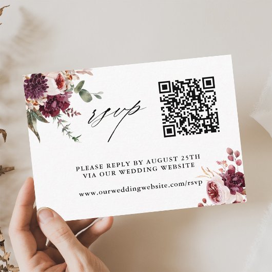Romance Floral Wedding QR-code RSVP Informatiekaartje