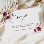 Romance Floral Wedding Website RSVP Informatiekaartje<br><div class="desc">Deze trouwwebsite RSVP bijlage kaart bevat waterverf bloembouquets van dahlias,  tuin-rozen en pony's in woedend rood,  maroon,  wazig roze over herfstbladeren. Voor meer geavanceerde aanpassing van dit ontwerp,  te klikken gelieve de BUTTON van het TOOL VAN HET ONTWERP BLAUW. Overeenkomende objecten zijn ook beschikbaar.</div>