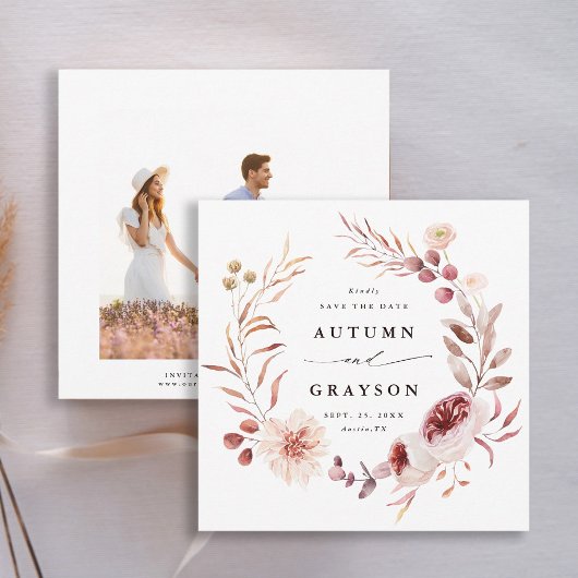 Romance Floral Wreath Weddenschap Foto Save The Date