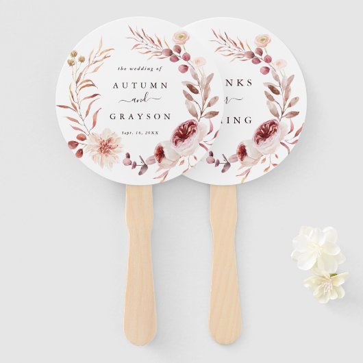 Romance Floral Wreath Wedding Handwaaier (Voorkant en achterkant)
