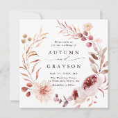 Romance Floral Wreath Wedding Square Kaart (Voorkant)