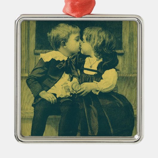  Romance foto, Kinderkus Metalen Ornament (Voorkant)