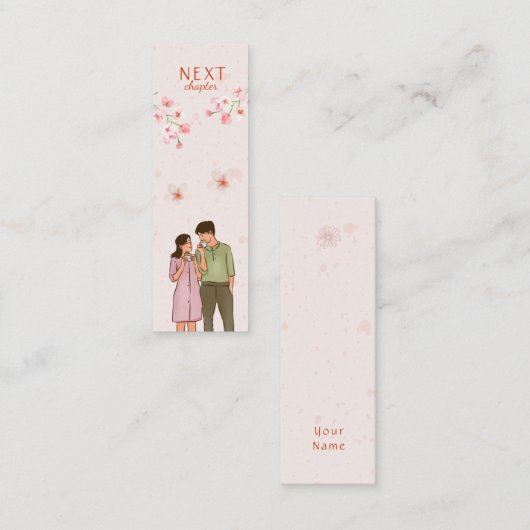 Romance Genre Roze Bloemen Mini Bladwijzer Contactkaartje (Voorkant / Achterkant)