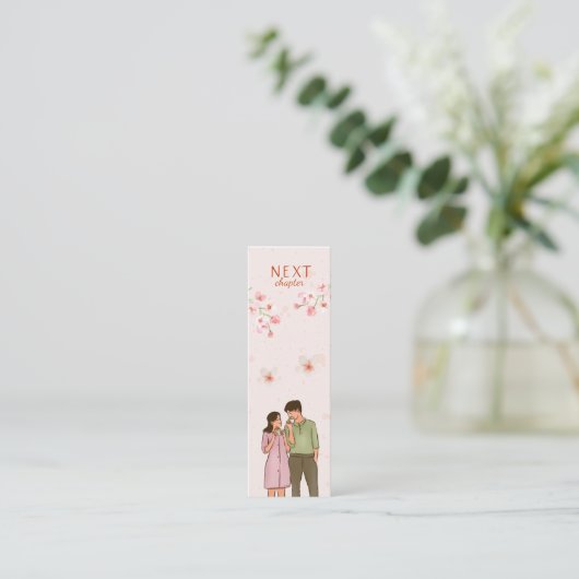 Romance Genre Roze Bloemen Mini Bladwijzer Contactkaartje (Staand voorkant)
