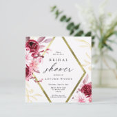 Romance Gold Lijst Floral Wedding Invitation Kaart (Staand voorkant)