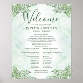 Romance Greenery Wedding Ceremony Program Board Poster (Voorkant)
