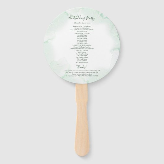 Romance groen bruiloft bruiloft ronde programma handwaaier (Achterkant)