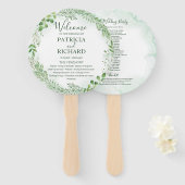 Romance groen bruiloft bruiloft ronde programma handwaaier (Voorkant en achterkant)