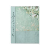 Romance Groen en Crème Bloemen Groot Notitieblok (Linkerzijde)