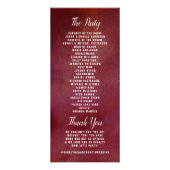 Romance in bloei huwelijksprogramma reclamekaart (Achterkant)