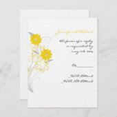 Romance in de vorm van een gele reactiekaart RSVP kaartje (Voorkant / Achterkant)